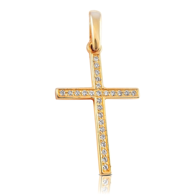 Крест в белом золоте П-601 с фианитами