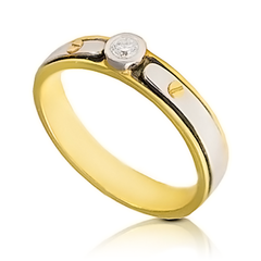 Обручальное кольцо в белом золоте К-280 с сапфиром